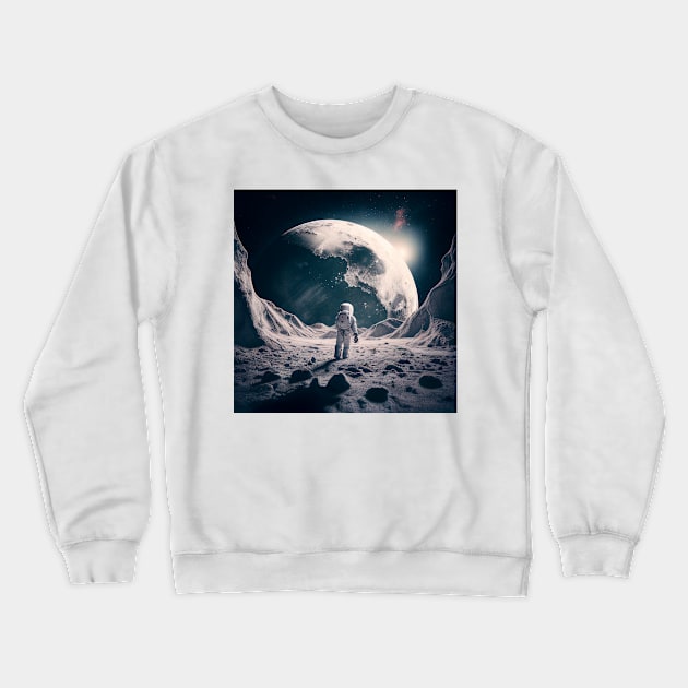 Man lost on a moon - By Lamaj Crewneck Sweatshirt by LAMAJ